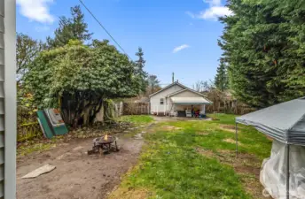 Looking from the Storage Shed to the Back Entrance of the Home~Level Lot & Additional lot Lend to Many Possibilities