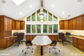 Board room ready for all meetings accented with Canyon Creek cabinets and ample counter space. Beautiful views through a wall of windows. Large storage closet room.