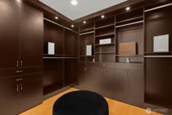 Primary's custom walk-in closet.