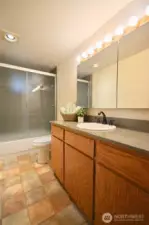 Full Bath, with Tub shower surround.