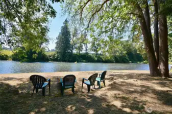 Enjoy the fire pit area under the trees.
