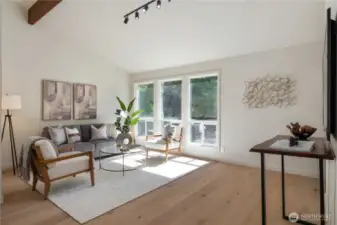 Family room adjacent to kitchen.