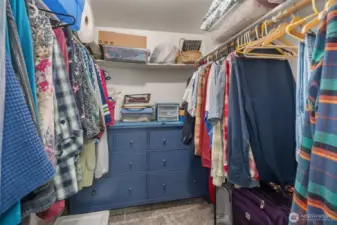 Generous walk-in closet in the primary bedroom keeps everything organized and easy to access.