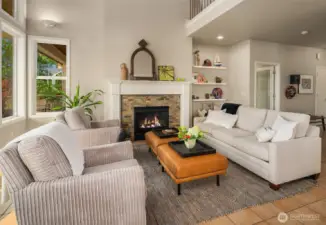 Cozy up to a fire after a swim.