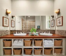 Primary bath has spacious shower