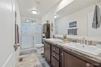 Primary Bath with walk in shower and double sinks