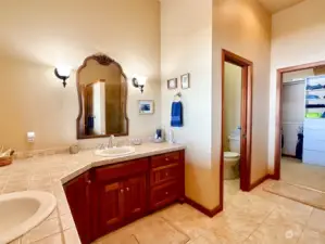 The primary ensuite even has an incredible view! The primary bathroom has a large walk-in closet and an amazing shower!