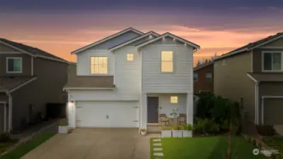 As the sun sets, the home's charming outdoor lighting package fully installed in the roof line highlights its contemporary design, making it a standout in the neighborhood. Perfect for both relaxing evenings and entertaining, this home is sure to impress. There is none other like this home!