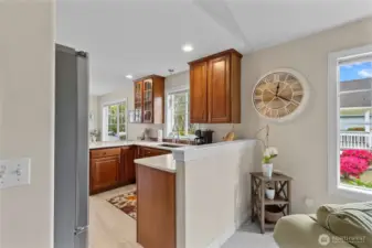 Kitchen flows into the living room