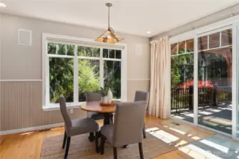 Dining area with slider to expansive deck