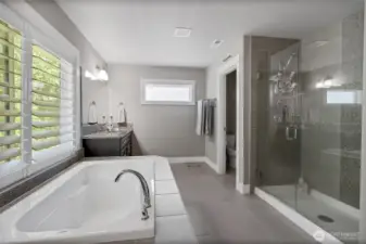 Large tub and glass shower