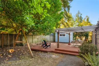 LARGE BACK YARD W/ SPACIOUS DECT AND PLAY SET/TREEHOUSE COMBO