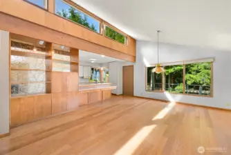 Custom built ins, plus check out the upper windows letting in all that natural light.
