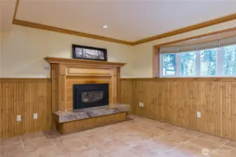 Beautiful fireplace in the lower bedroom