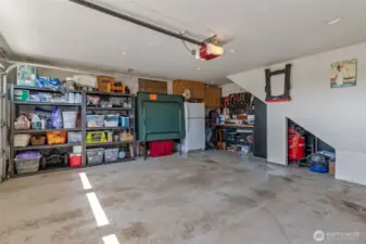 Garage has ample storage space