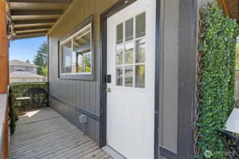 Covered front deck to Accessory Building