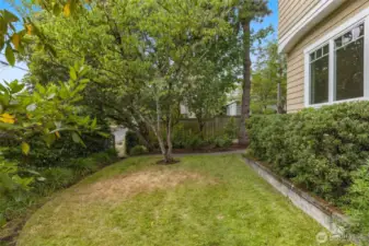 Nice yard and garden on all sides of the house.
