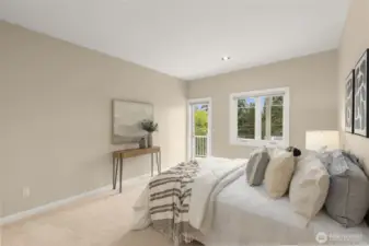 This bedroom also connects out to the upper deck