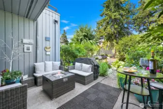 Patio with gas tabletop fire pit