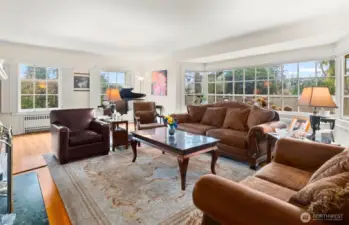Large living room with huge bay window
