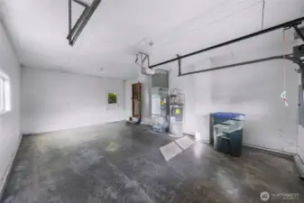 Attached garage. Extra deep for bikes or work bench.