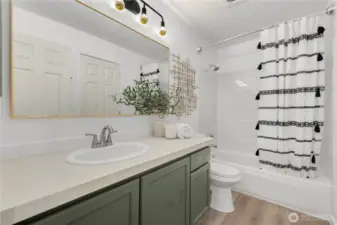 Guest Bathroom with dual doors to hall & bedroom