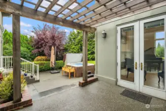 This secluded hot tub patio area is the perfect place to relax and unwind.