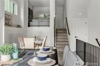 Two tiered dining and living space (model home lot 24)