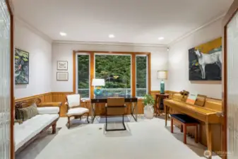 A set of leaded Glass doors lead to the Study.