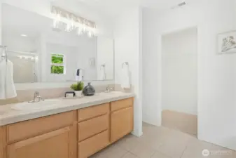 Primary bathroom with separate shower and soaking tub
