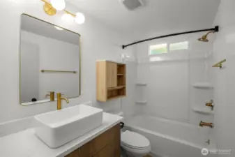 Full hallway bathroom with all new fixtures