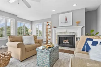 Wood burning fireplace.