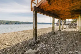 View from under the deck. Hang your kayaks, fishing gear or supplies!