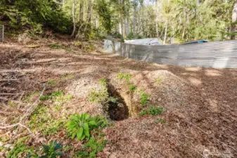 One of 2 perk holes for septic.