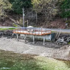 Overhead of the deck and lot across North Shore