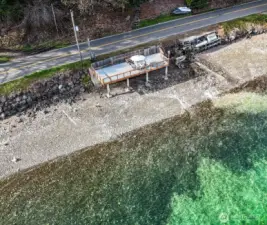 Overhead showing the oyster bed line in green.