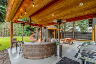 Covered outdoor patio with TV