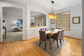 Open floor plan thru kitchen, dining room and living room.