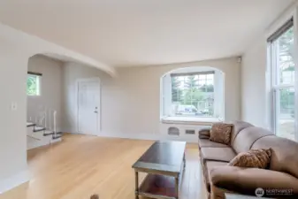 Custom window seat in the living room