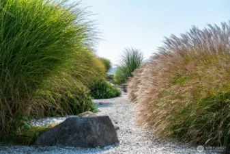 Peaceful paths meander along the shore.