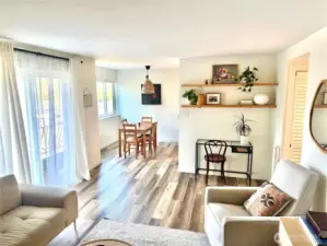 Open concept from living to eating and kitchen