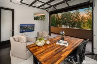 Den/office #1 off Primary with glass roll up door to enjoy the lake and city views