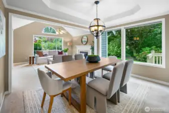 Easy flow from kitchen to living and dining areas for entertaining.