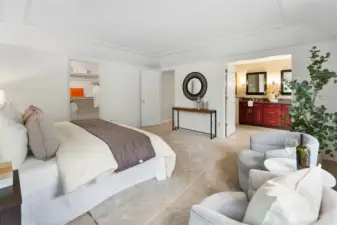 Primary suite opens to serene treetop views, creating a true Edmonds retreat.