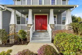Charming covered front porch welcomes you home with warmth and curb appeal. There’s plenty of space for seasonal décor, rocking chairs, or a cozy sitting area.