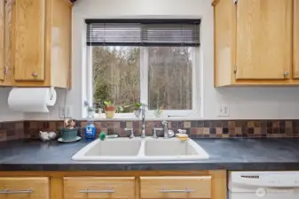 There is a whole lot of serenity and nature from the kitchen window!