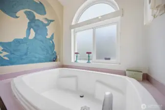 The soaking tub is very large and a great place for relaxing!