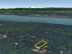 Overhead view with approximate boundaries in yellow.