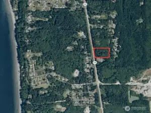 Overhead view with approximate boundaries in red.