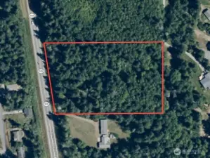 Overhead view with approximate boundaries in red.